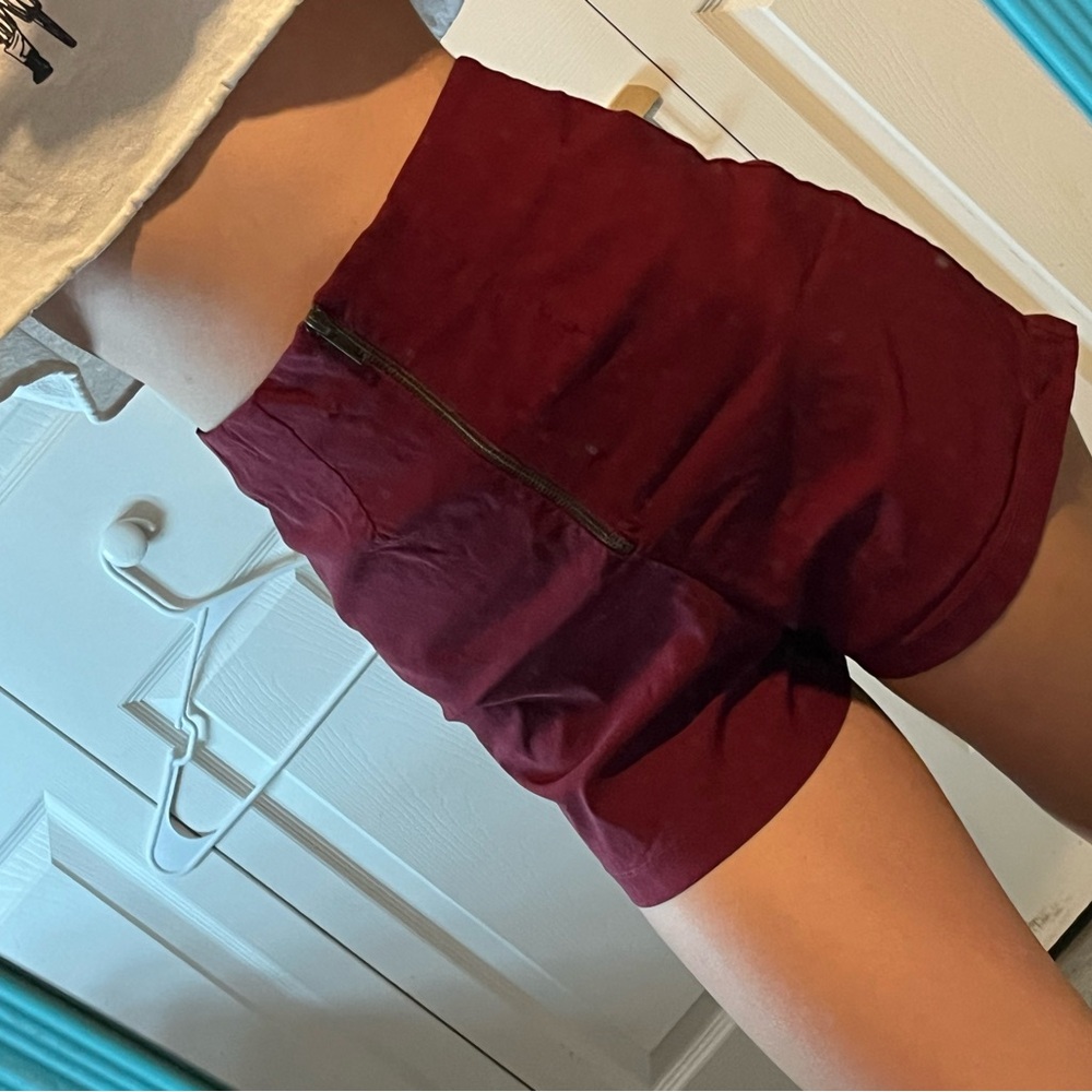 Red High Waist Shorts with Relaxed Fit